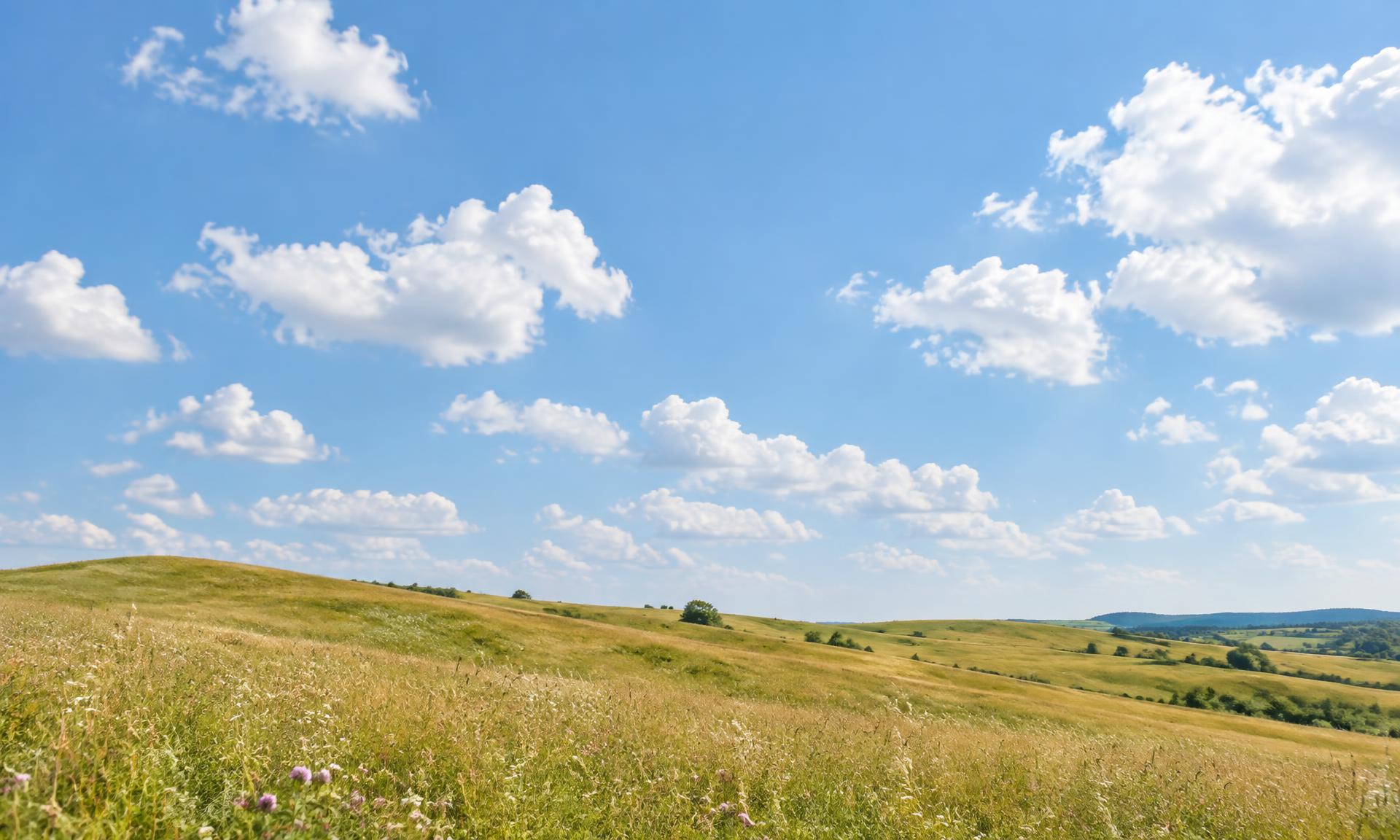 Blue sky over a wildflower meadow